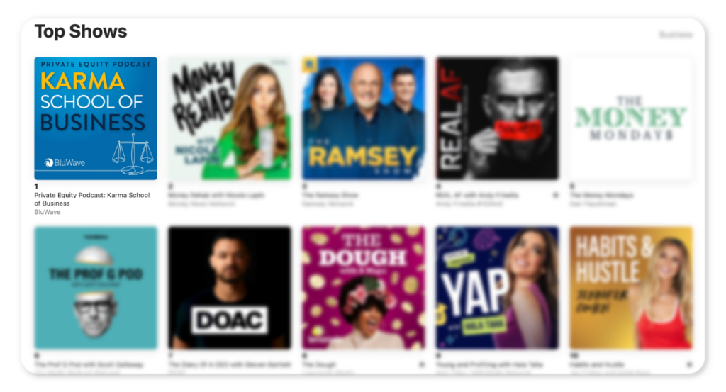 Apple podcasts Business chart rankings